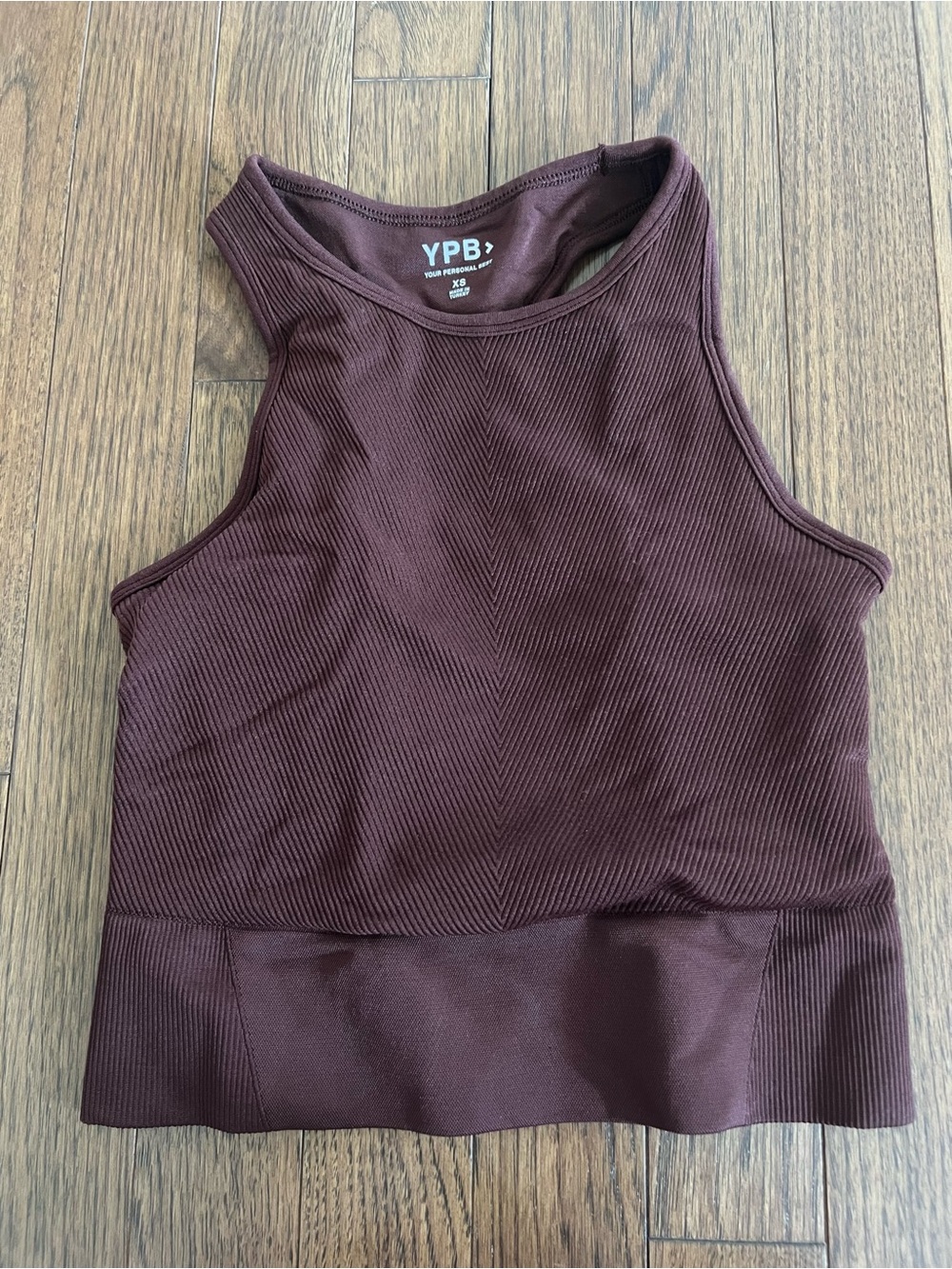Abercrombie YPB Ribbed Cropped Tank Top Brown